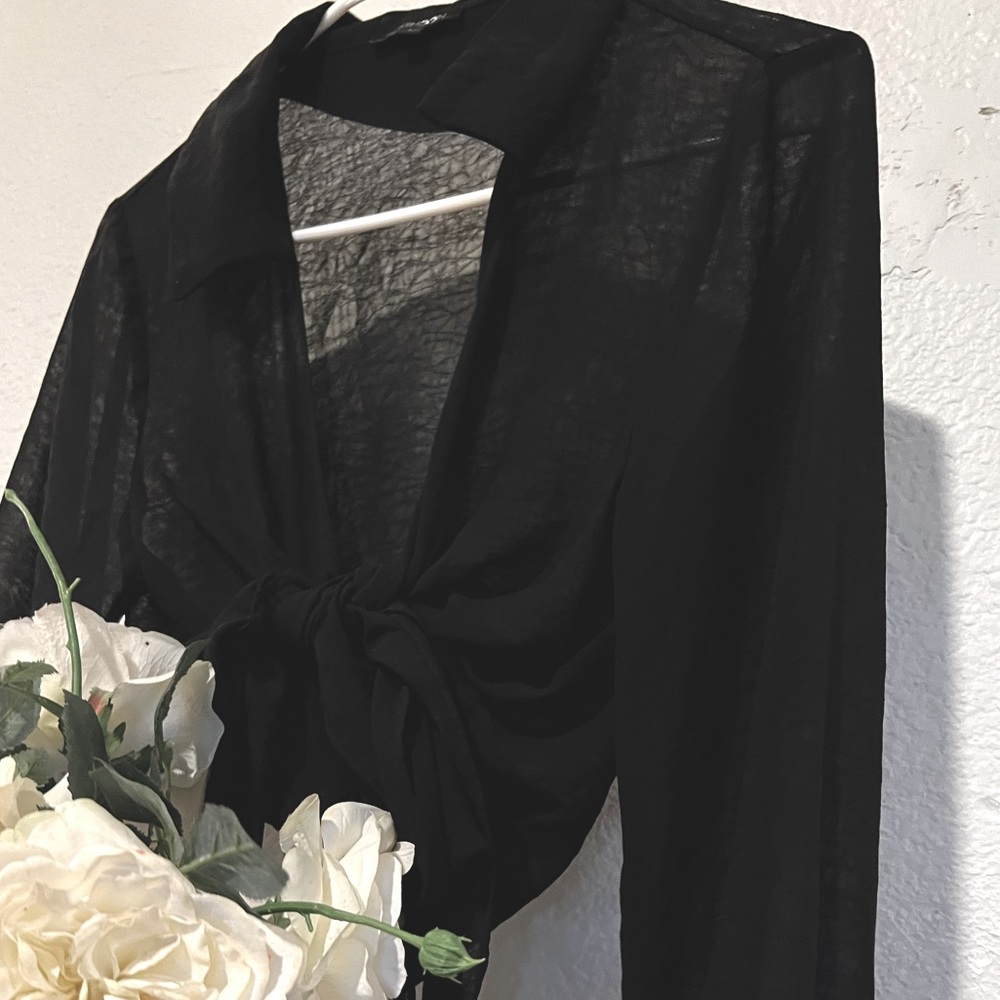 Black mesh crop top